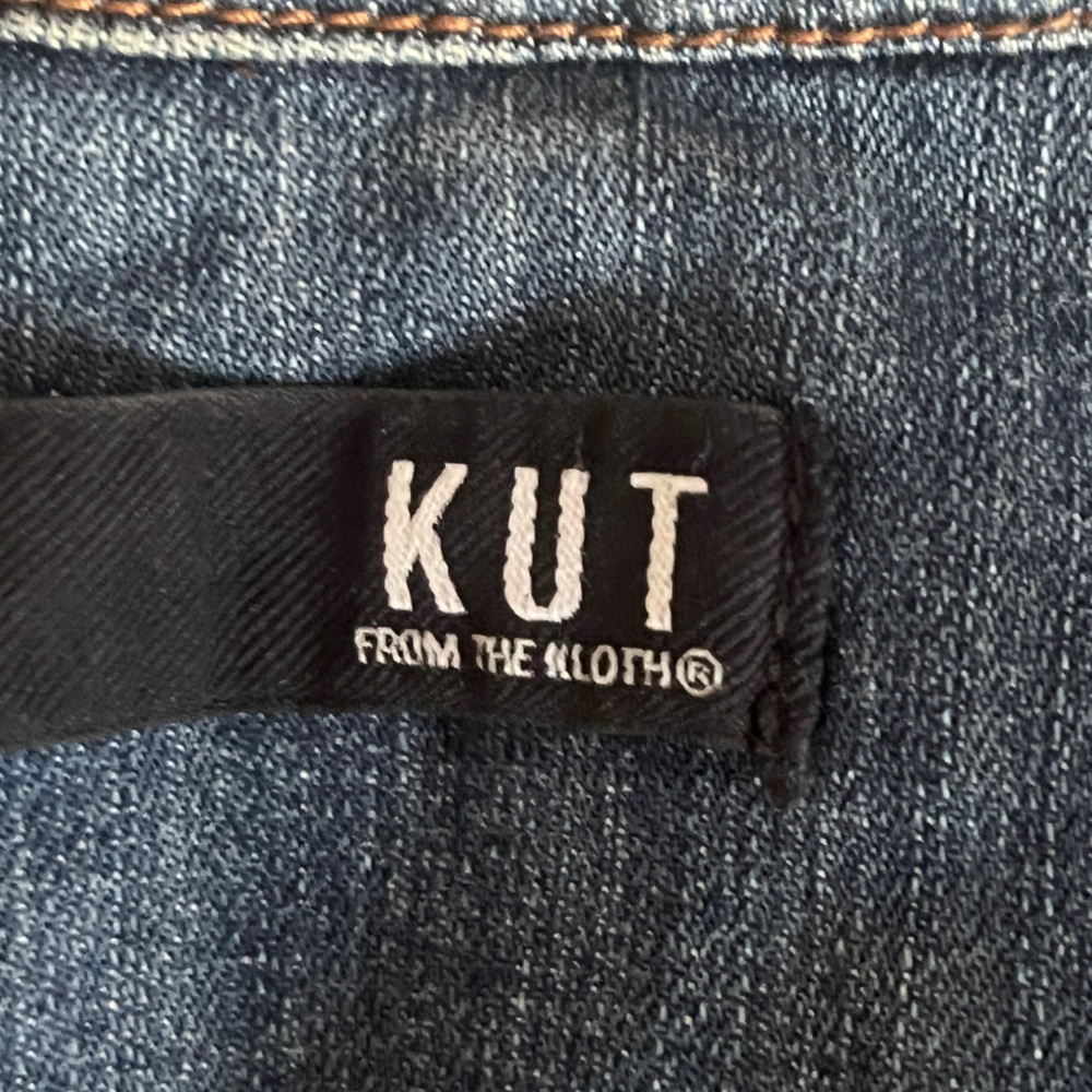 Kut from the Kloth Juko Denim Jacket Flower Embroidery sz L - Picture 8 of 16